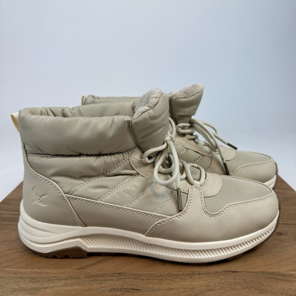 New Womens Eddie Bauer Balasana Tan Winter Fur Bootie Boots Sz 10 M